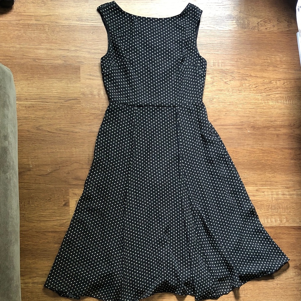 Betsey Johnson Black and White Polka Dot Midi Dress size 6